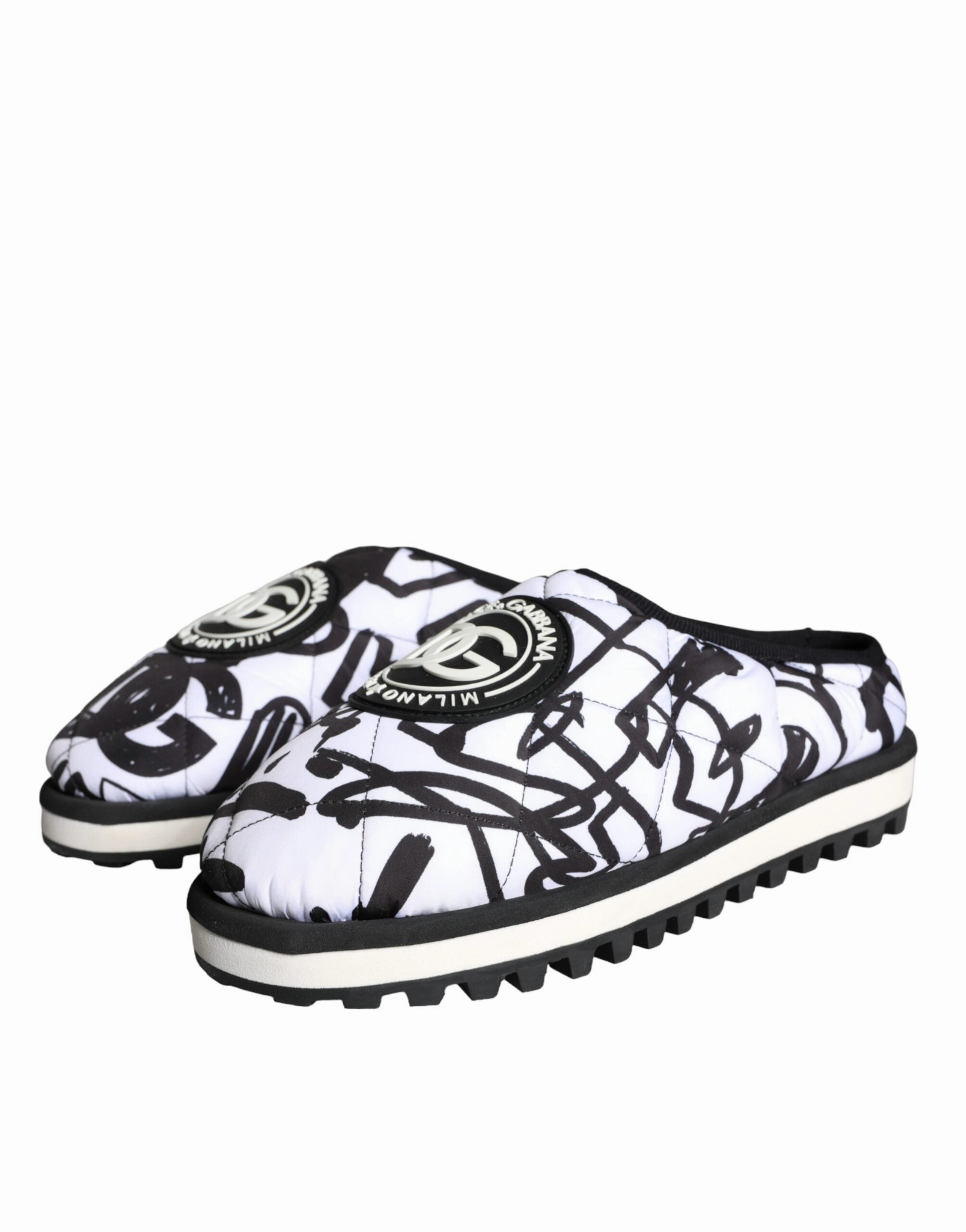 Black White Quilted Logo Sandals Slides Shoes Sandals Foam