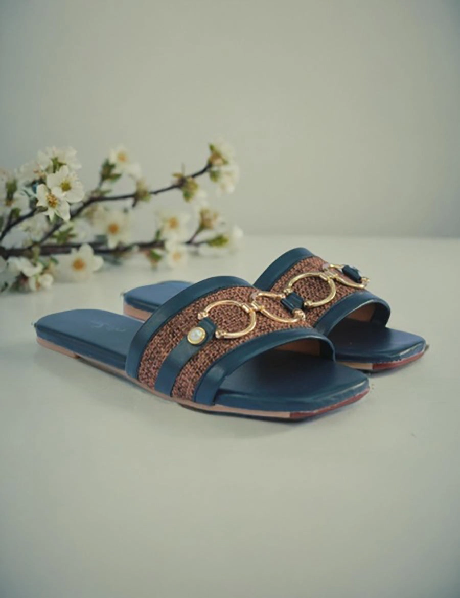 Flat House Shoes Blue | Flat Slippers for women