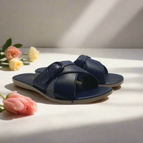 Blue | Flat Slippers for women Flat Mule Shoe