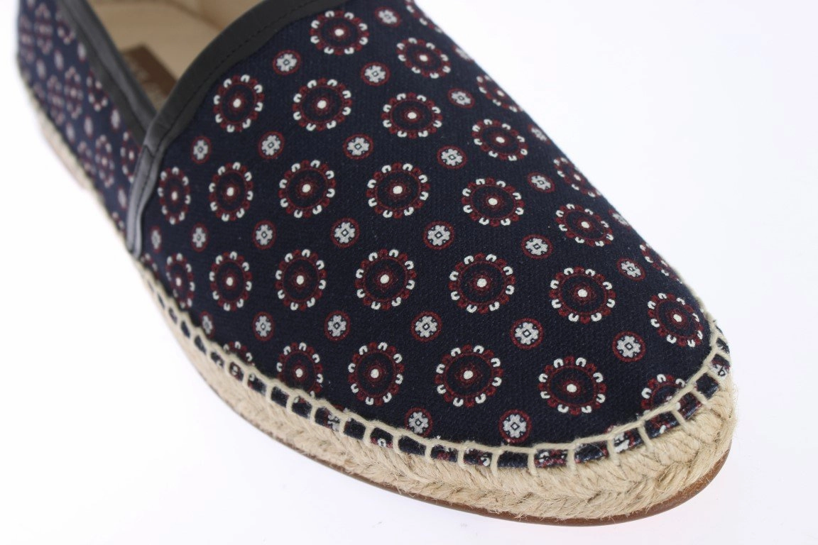 Ines Embellished Espadrille Blue Canvas Pattern Logo Espadrilles
