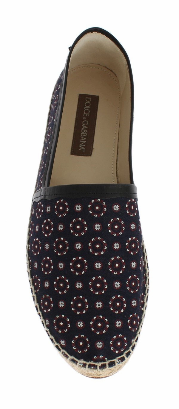 Espadrilles Slingback Flats Blue Canvas Pattern Logo Espadrilles