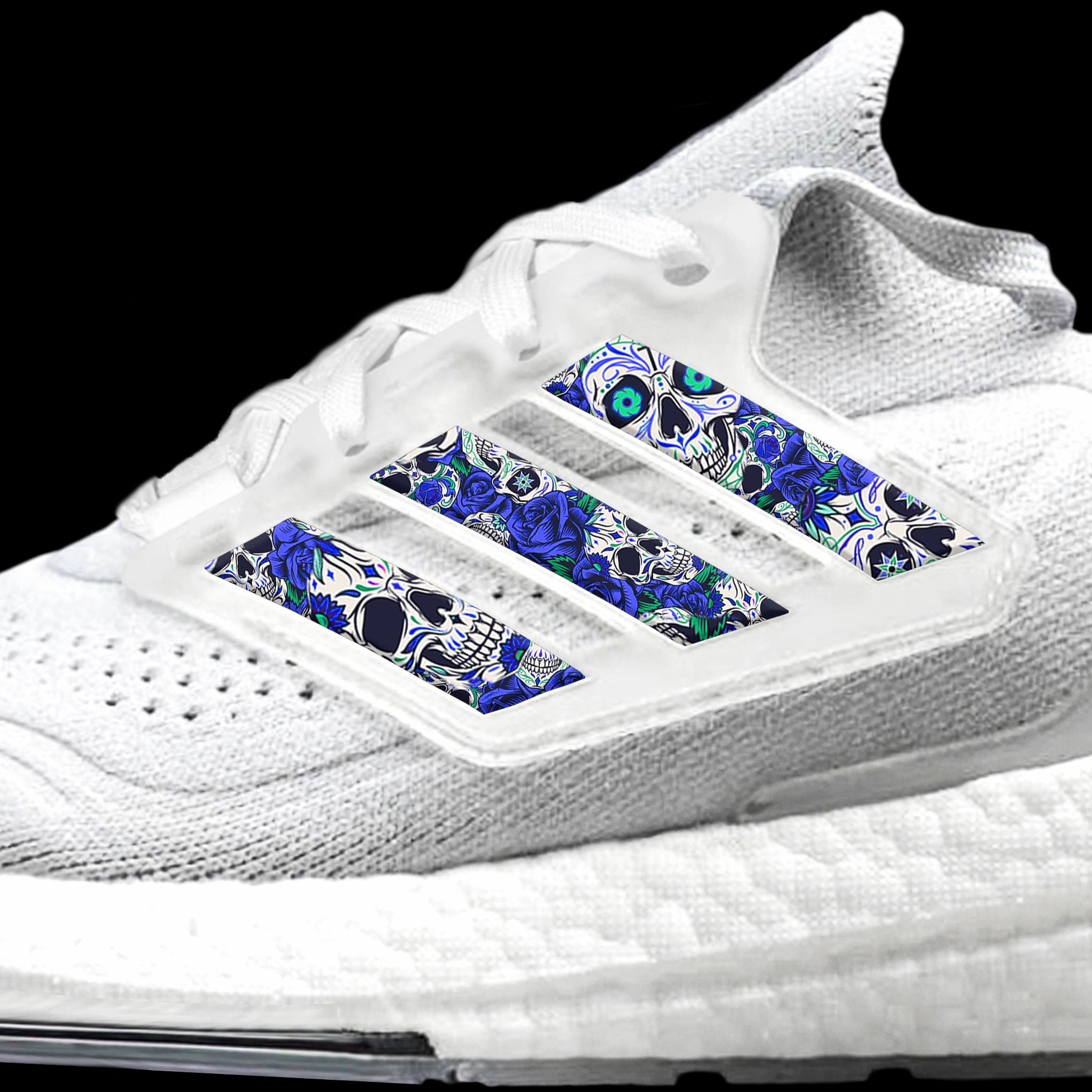 Blue Day of the Dead Stripes for Ultra Boost 22 / 21 Adidas Shoes Mint