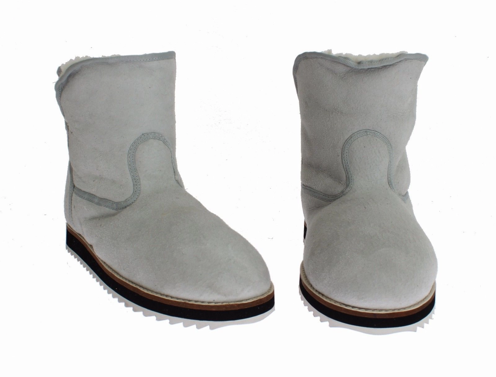 Blue Leather Merino Wool Flat Warm Boots Shoes Sporty Flats Shoes