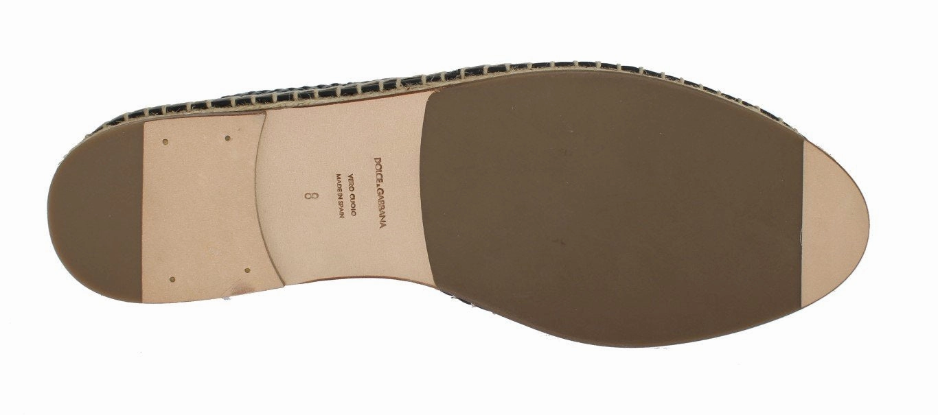 Blue Leather Woven Loafers Espadrilles Sparkly Espadrilles