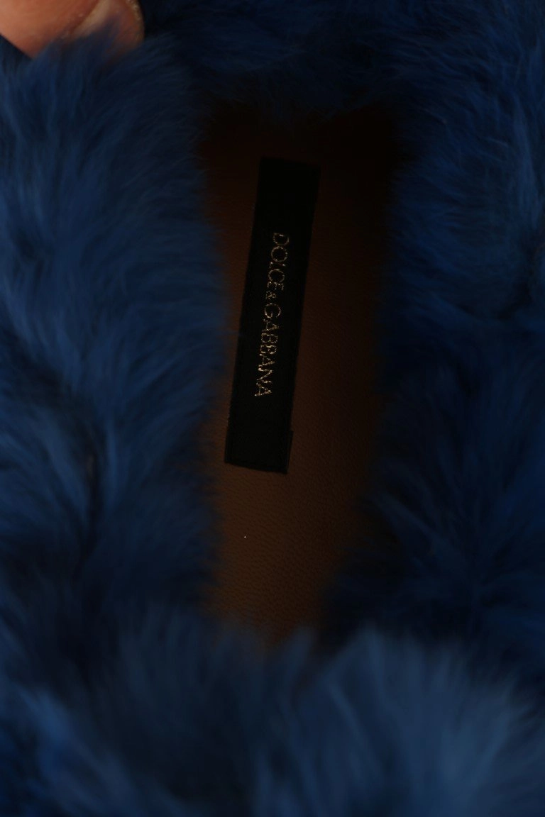 70s Shoes Flats Blue Rabbit Fur Espadrilles Loafers