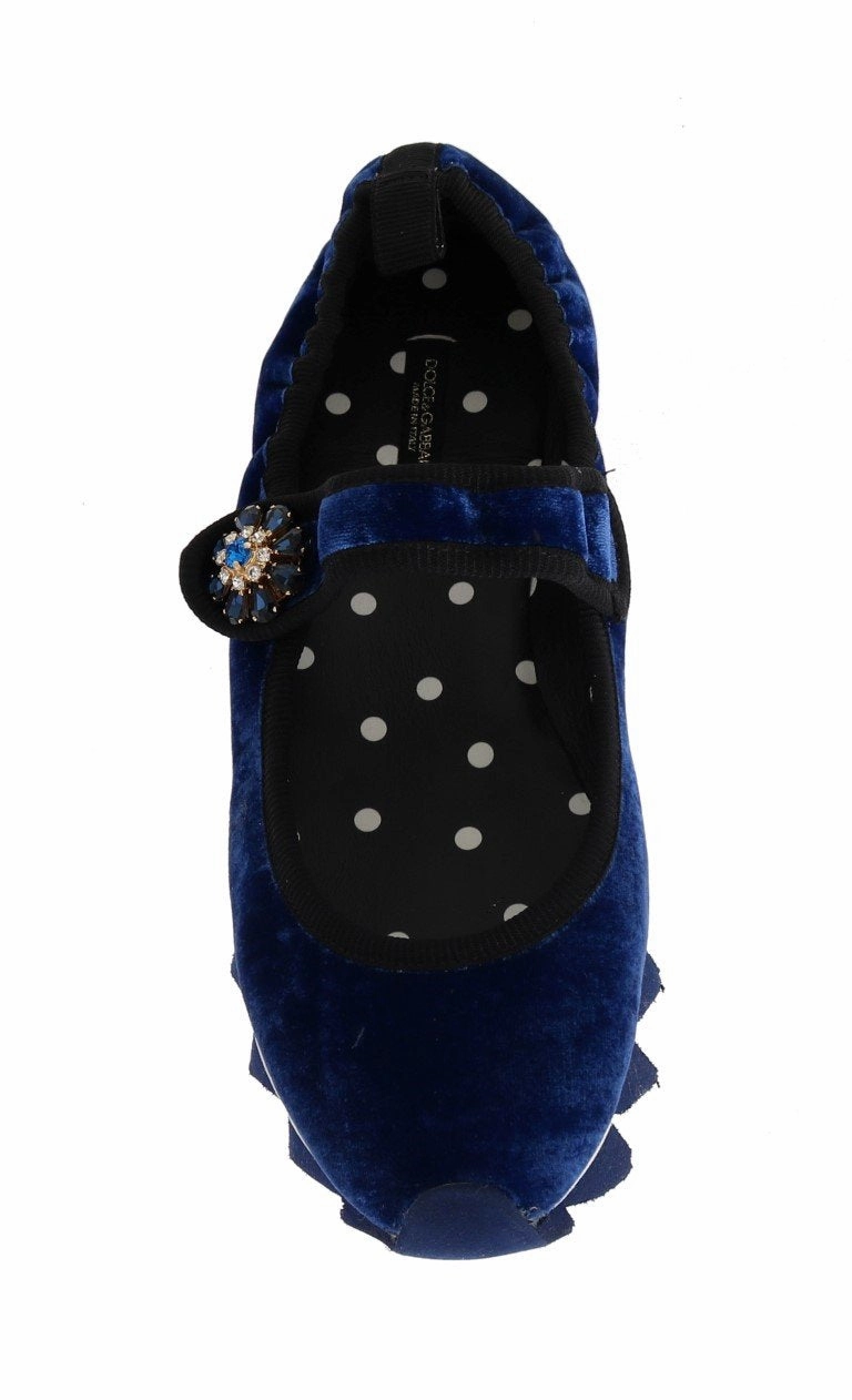 Blue Velvet Crystal Strap Ballerina Shoes Five Ten Flat Pedal Shoes