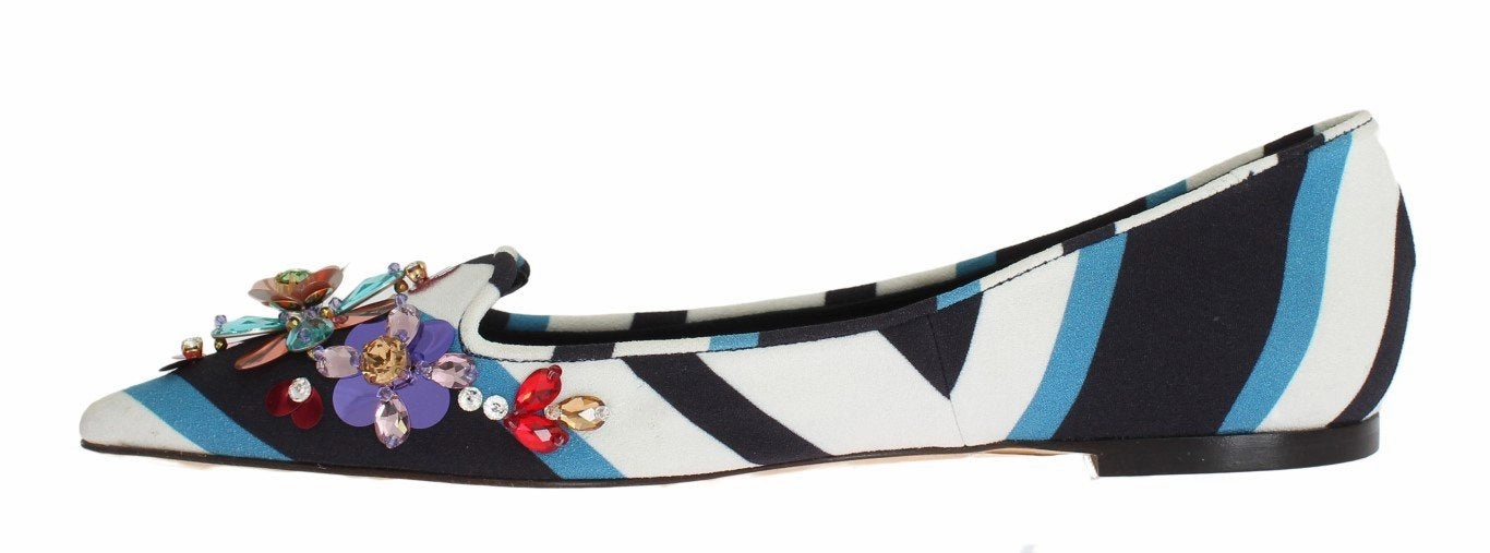 Insole For Flat Feet Blue White Wool Crystal Flat Loafers