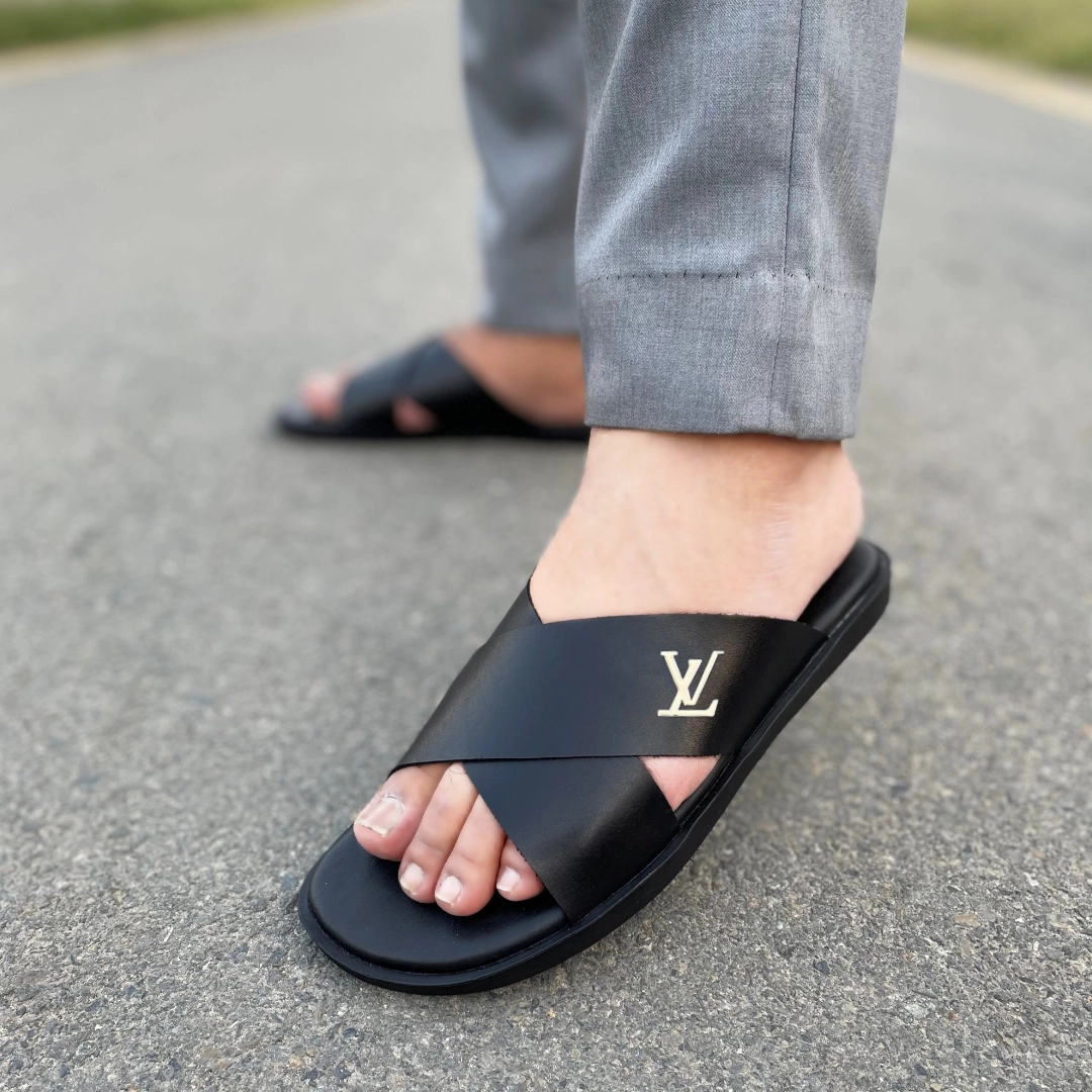 Bridesmaid Slippers LS Pure Leather Handmade PadaPulse Chappal LS-146 BLK