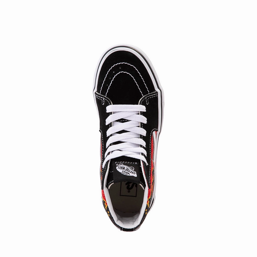 Cheap Skate Shoes Size 10 Vans Sk8-Hi Kids Pixel Flame - Black / Red