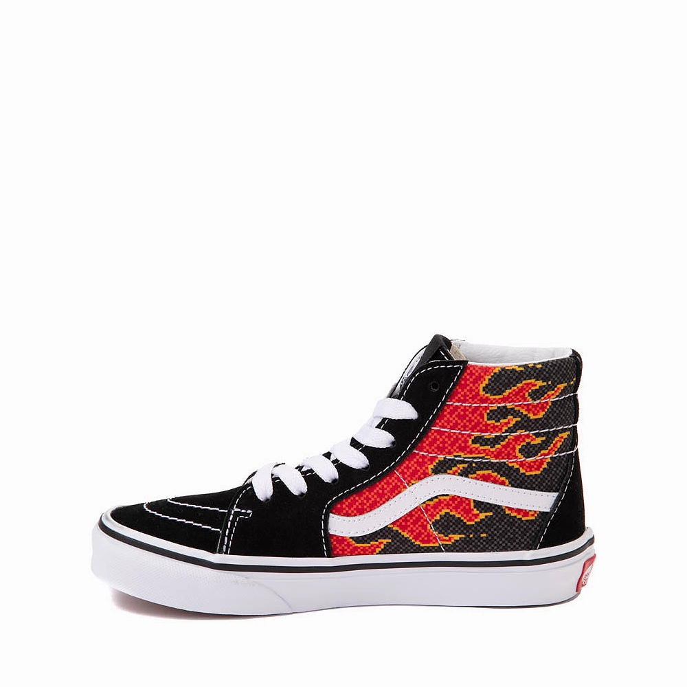 Create Your Own Skate Shoes Vans Sk8-Hi Kids Pixel Flame - Black / Red