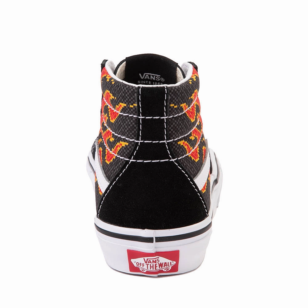 Osiris High Top Skate Vans Sk8-Hi Kids Pixel Flame - Black / Red