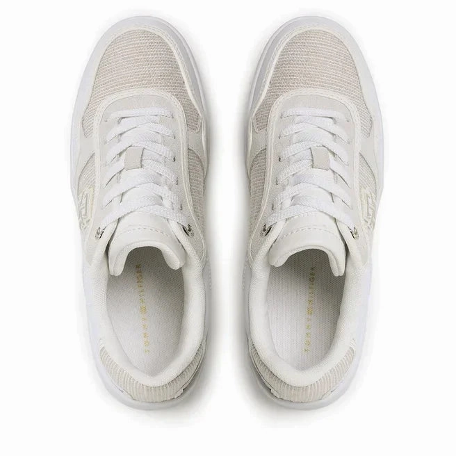 Tommy Hilfiger TH Woven Basket Sneaker Women FW0FW07289-WHT White Shoelaces For Sneakers