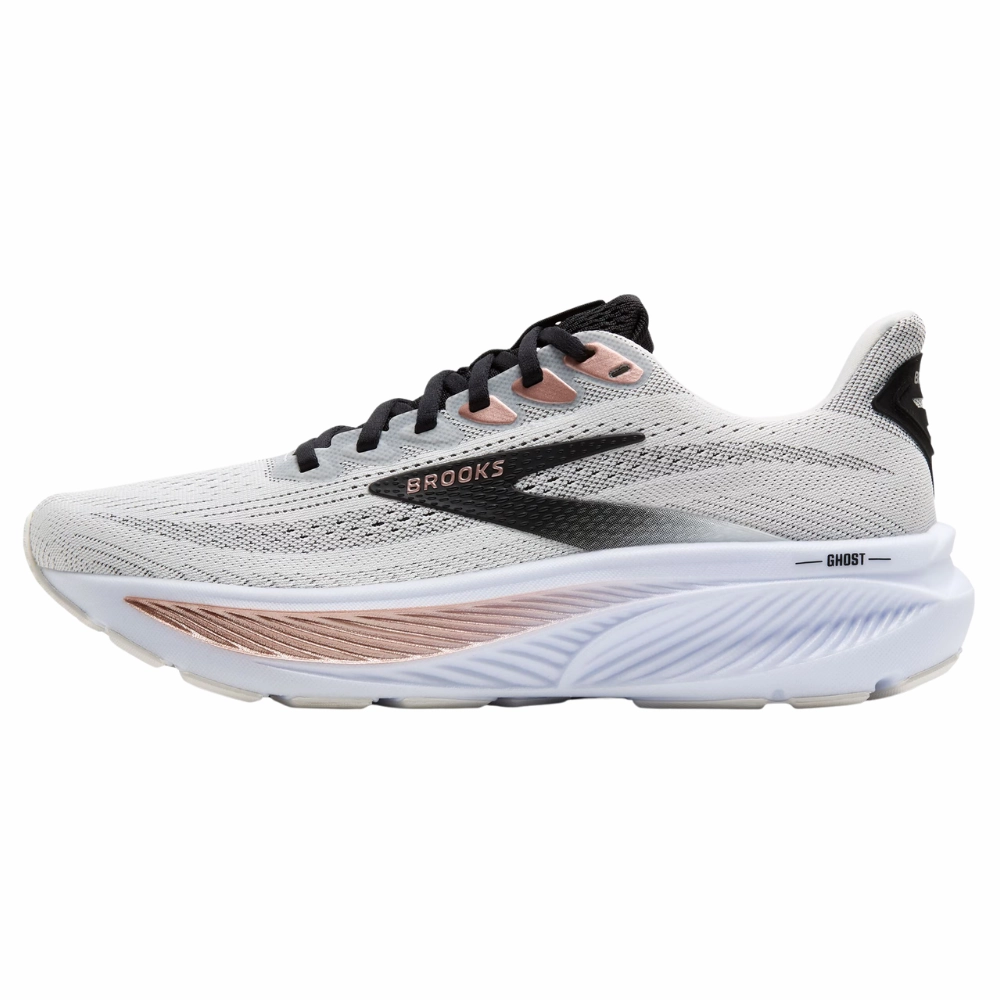 Brooks Ghost 17 White/Black/Rose Gold Running Shoe (Women's)