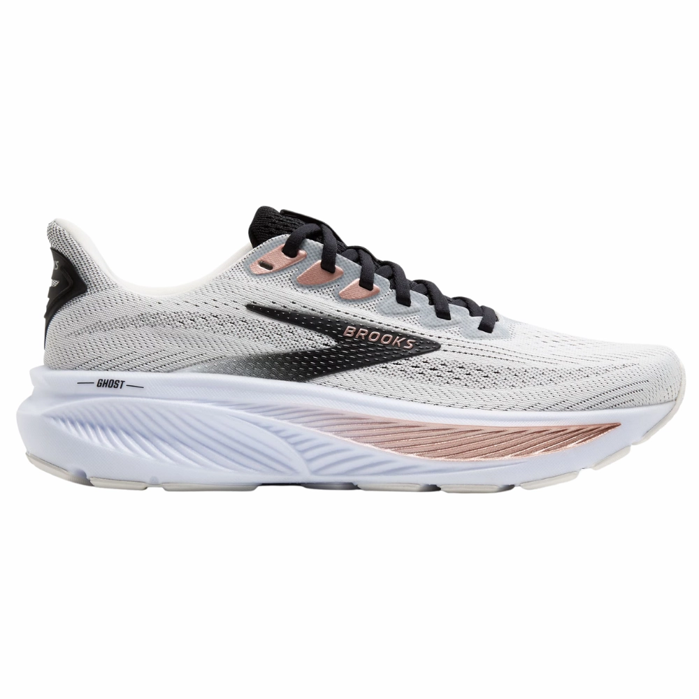 574 Running Shoes Brooks Ghost 17 White/Black/Rose Gold Running Shoe (Women's)