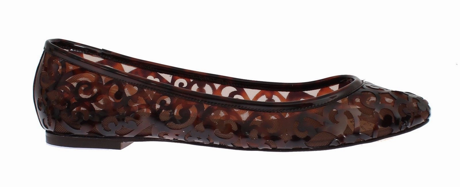 Brown Jacquard PVC Ballet Loafer Flats Shoes Bar Flat Shoes