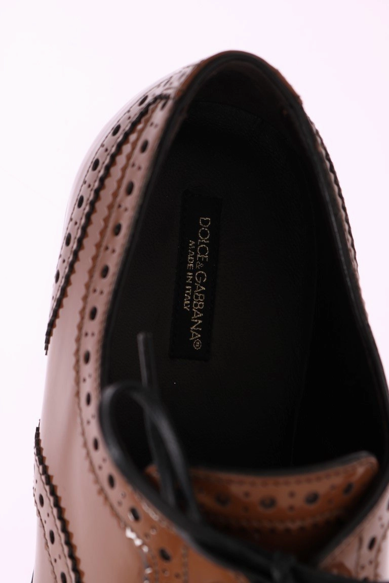 Brown Leather Wingtip Formal Shoes Sport Flats Shoes