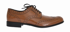 Brown Leather Wingtip Formal Shoes D'orsay Shoes Flats