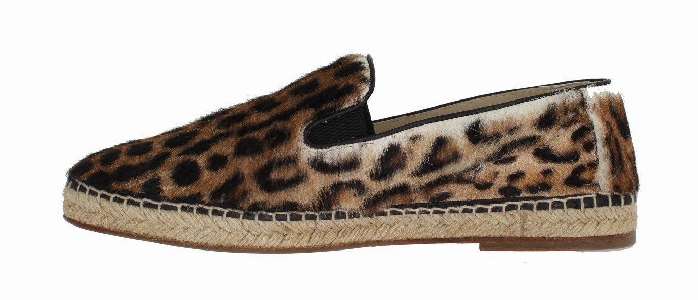 Brown Leopard Ocelot Fur Espadrilles Alhamas Espadrilles