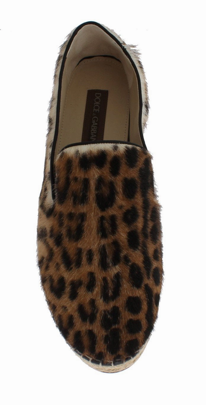Espadrilles Wedges Brown Leopard Ocelot Fur Espadrilles