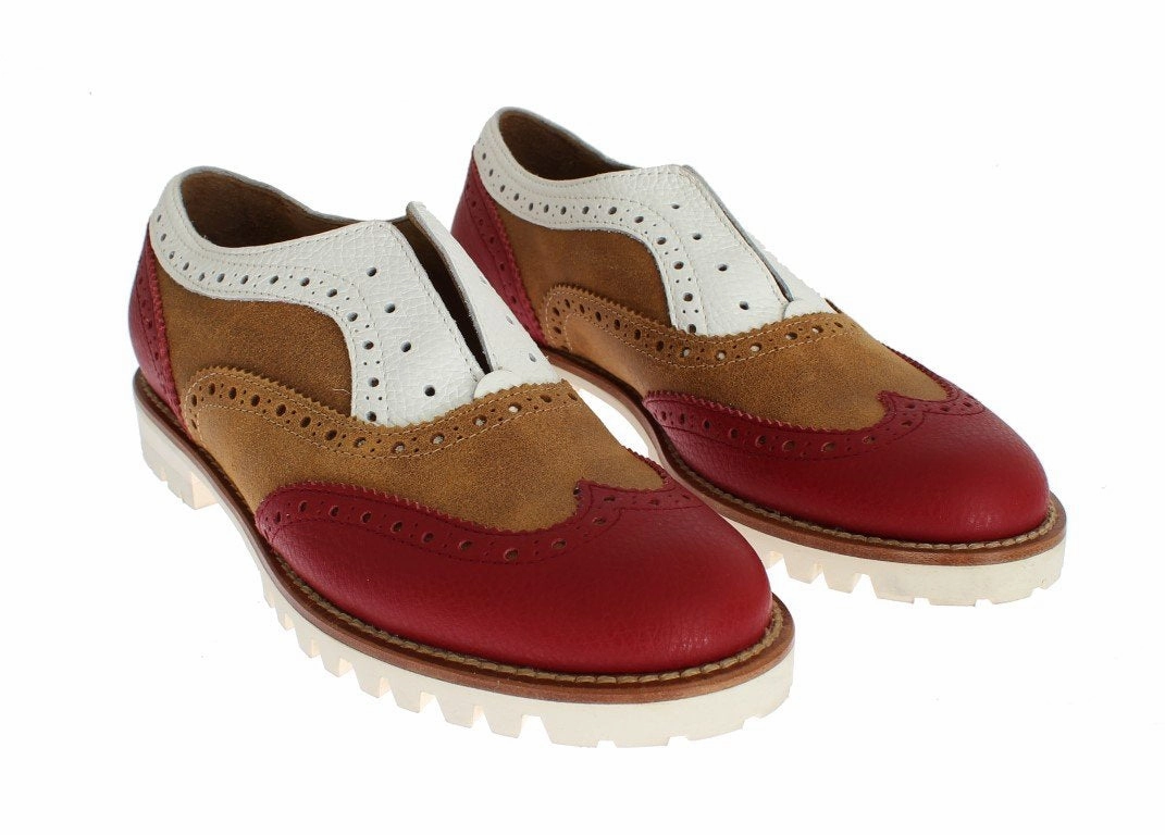 Brown Red Wingtip Flat Broques Shoes Running Shoes For Flat Feet And Overpronation
