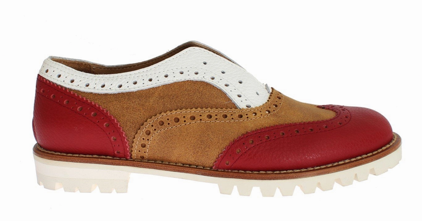 Taupe Flat Shoes Brown Red Wingtip Flat Broques Shoes