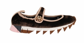 Brown Velvet Crystal Strap Ballerina Shoes Shoes For Flat Pedals Road Bike