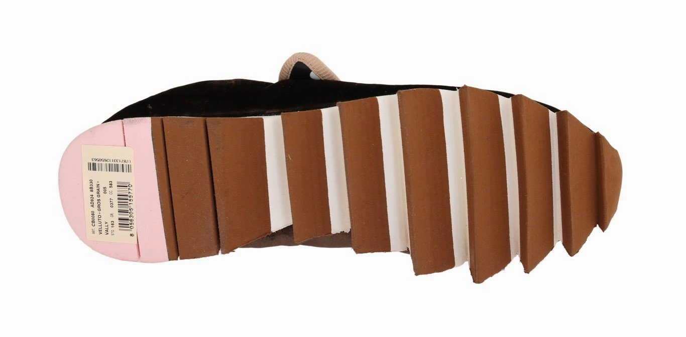 Brown Velvet Crystal Strap Ballerina Shoes Flat Shoes Wide Feet