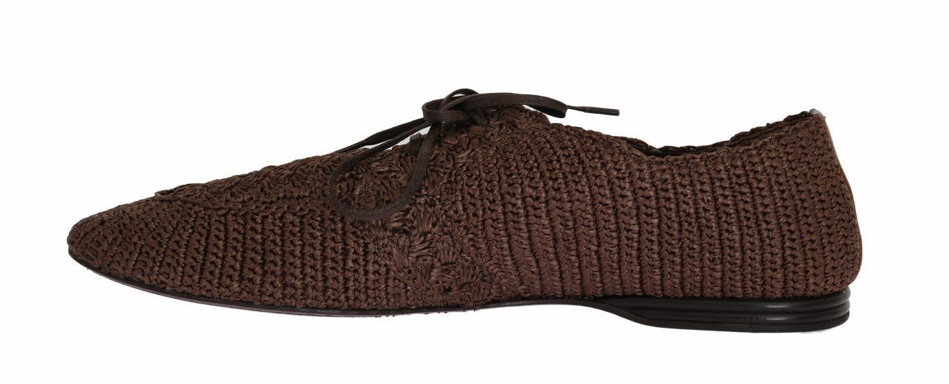 Canvas Shoes Flat Brown Woven Viscose Flat Shoes