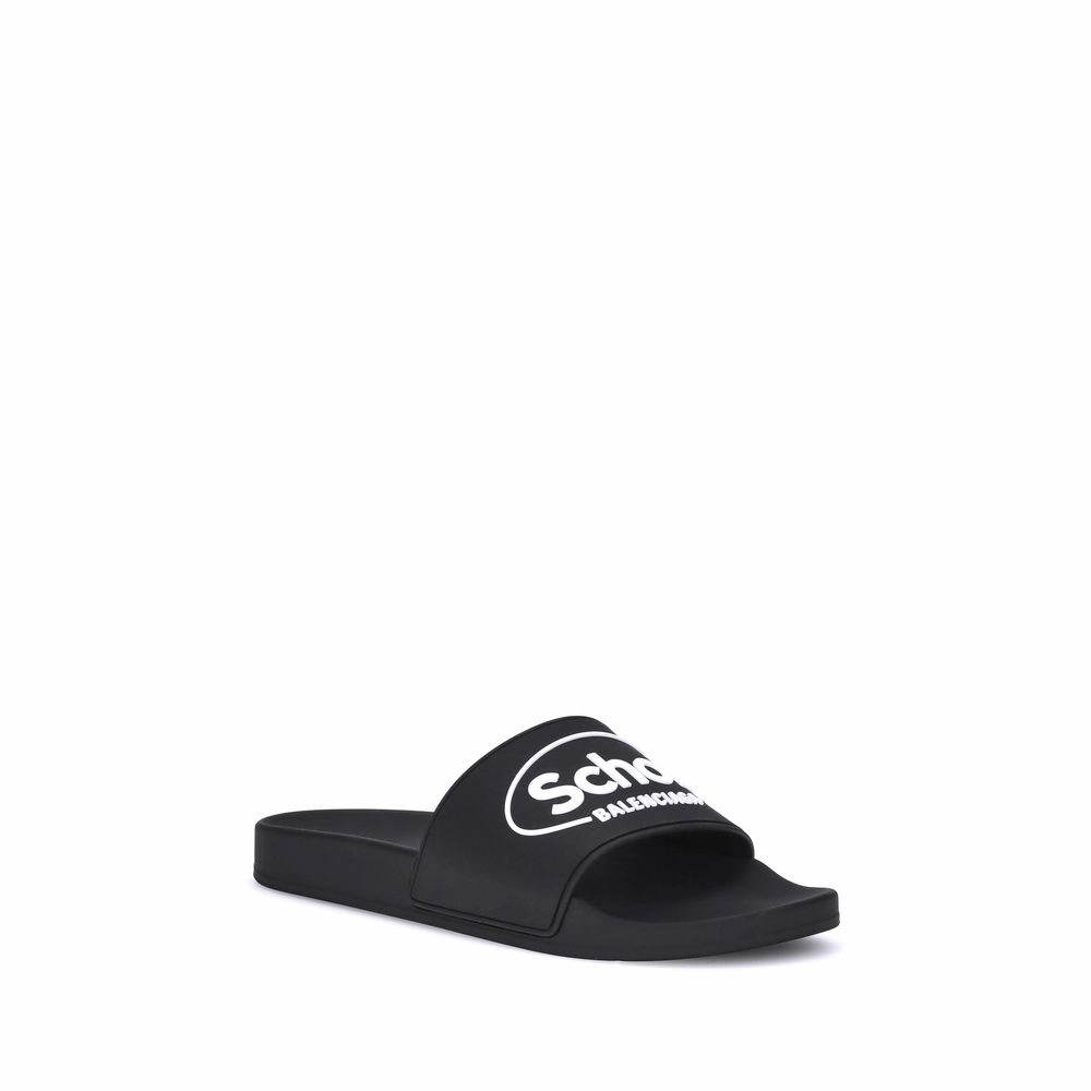 Balenciaga Black Rubber Flat Sandals Sandals Overwater Bungalows