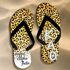 Kappa Alpha Theta Cheetah Print Flip Flops - SBL100 - SUB Pair Of Flip Flops
