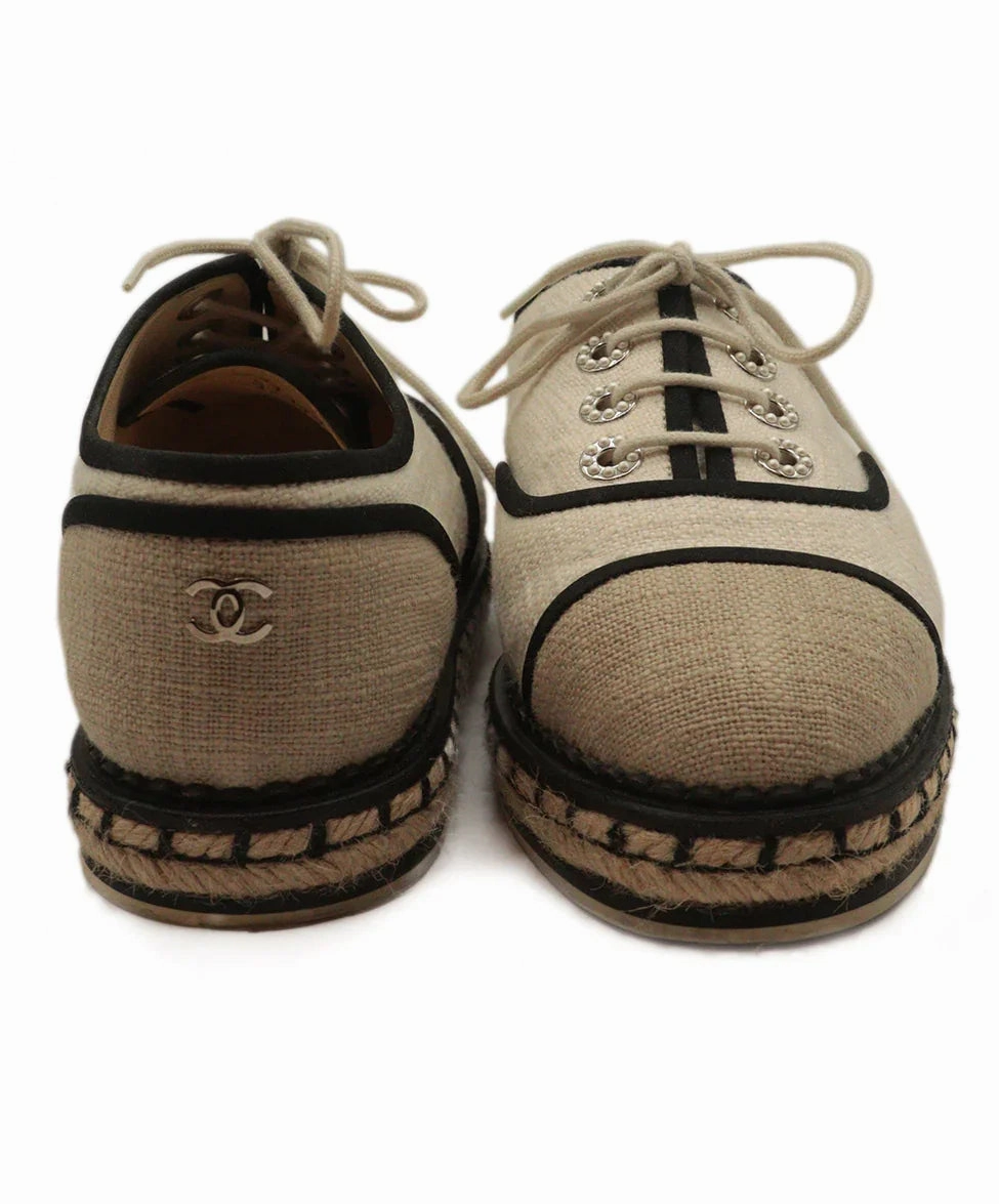 Marc Jacobs Sienna Espadrille Chanel White & Black Linen Sneaker Espadrilles sz 7