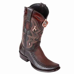 Wrestling Boots Men's King Exotic Sharkskin Boots With Deer Dubai Toe Handcrafted Faded Brown (479F0916)