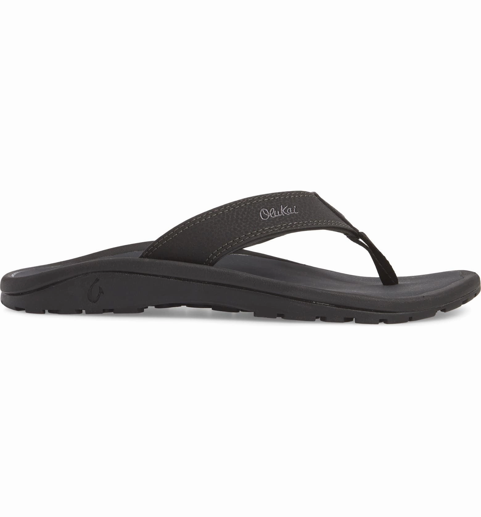 Scalloped Flip Flops OLUKAI OHANA MENS BLACK/SHADOW