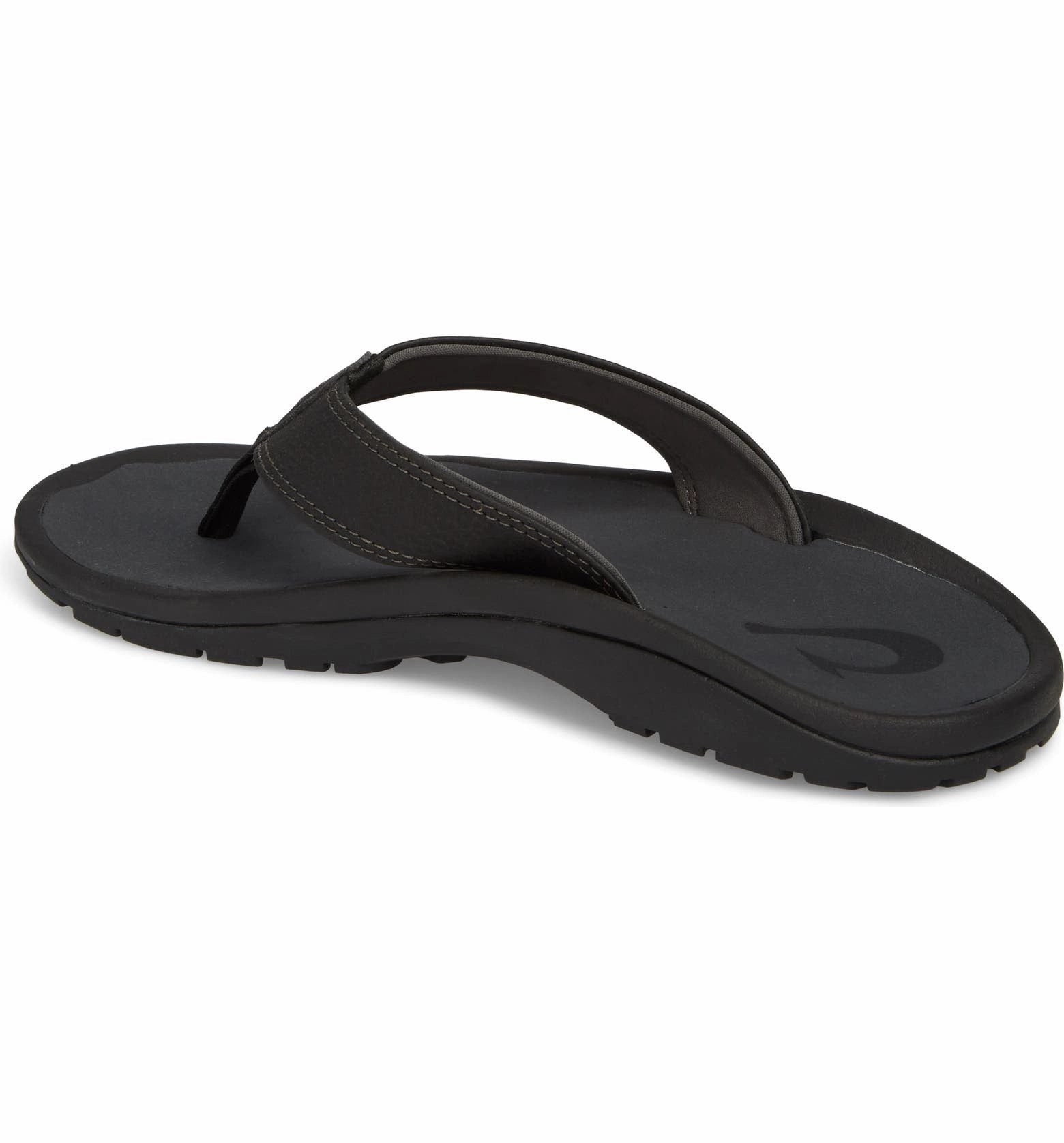 Cos Leather Flip Flops OLUKAI OHANA MENS BLACK/SHADOW