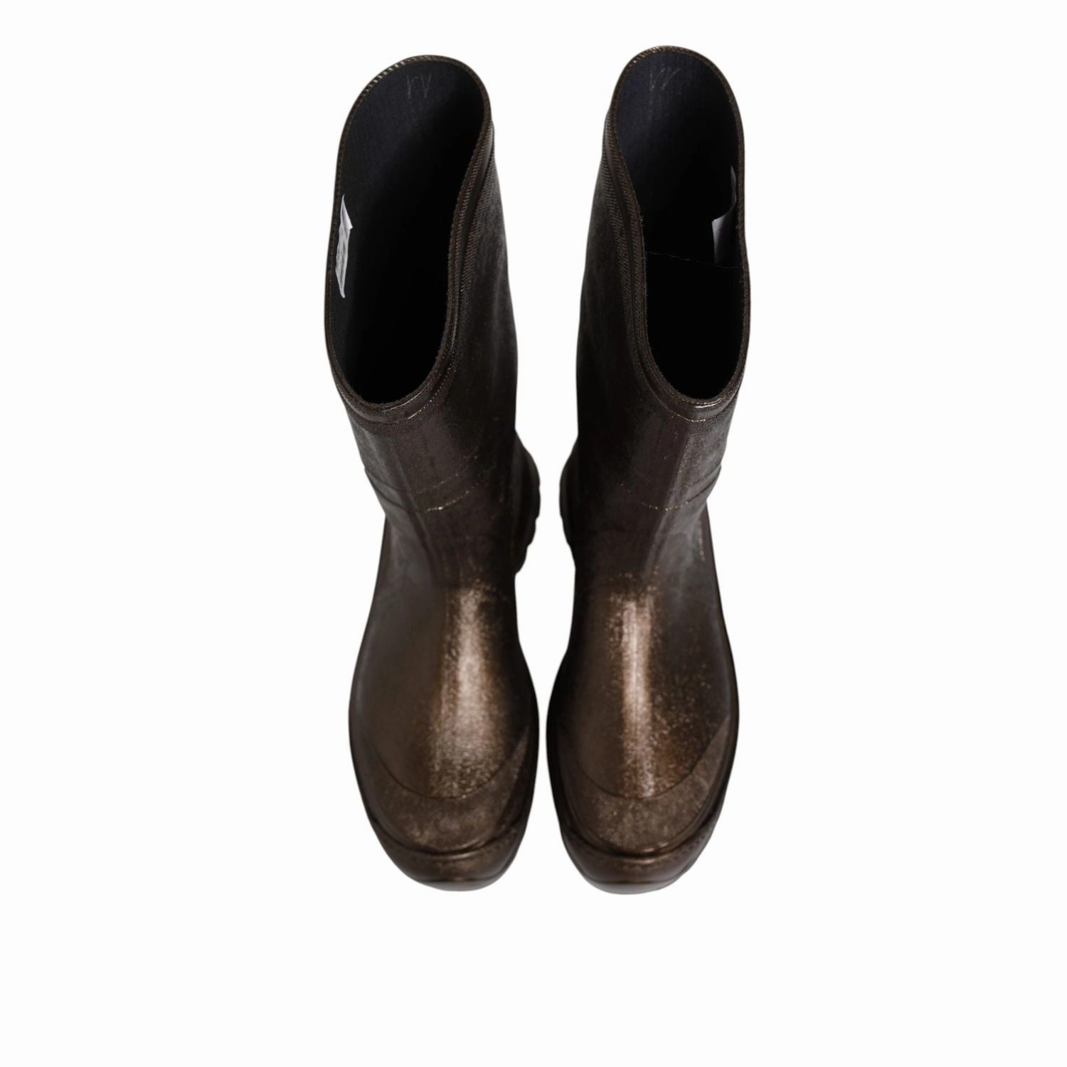 Dolce & Gabbana Metallic Brown Pull On Rain Boots Shoes White Flat Boots