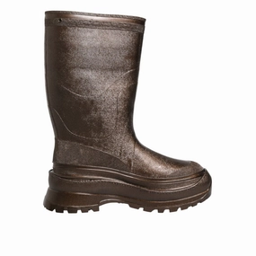 Apres Boots Dolce & Gabbana Metallic Brown Pull On Rain Boots Shoes
