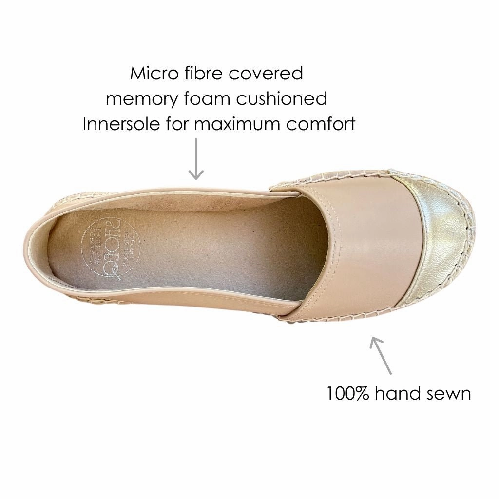 Ilse Jacobsen Espadrille Flat Classic Espadrille In Sandy Champagne