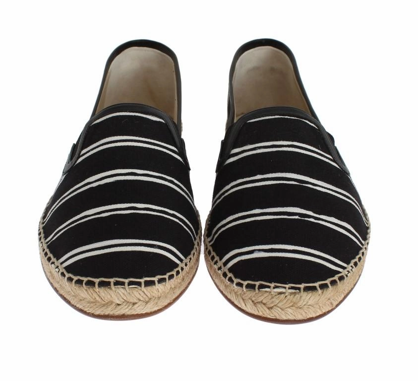 Black White Striped Canvas Espadrilles Gucci Slip On Espadrilles