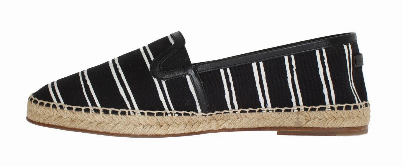 Black White Striped Canvas Espadrilles Slingback Espadrille Sandals