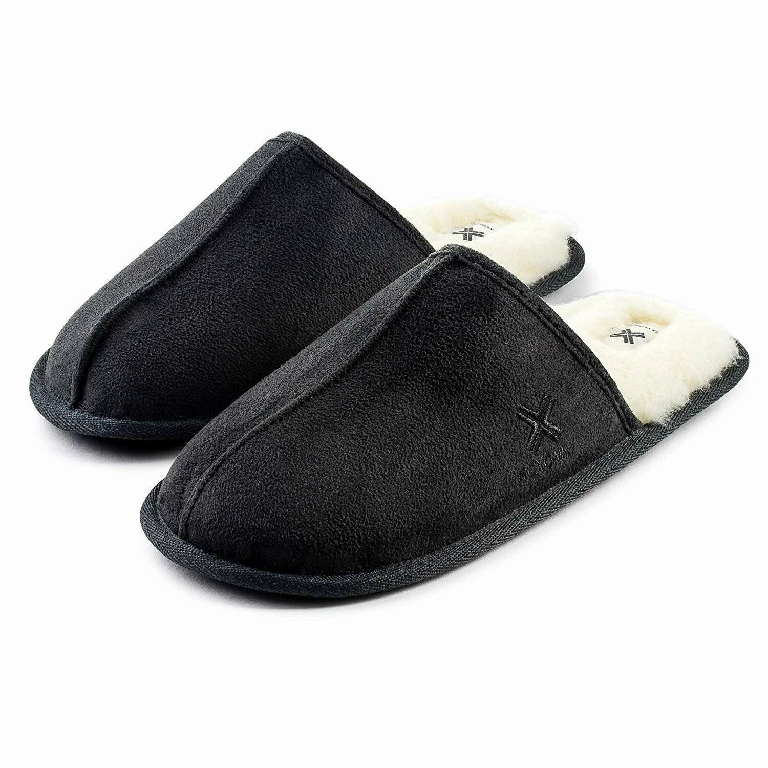 Cute Christmas Slippers Roxoni Mens Suede Faux Sheepskin Lined House Slippers