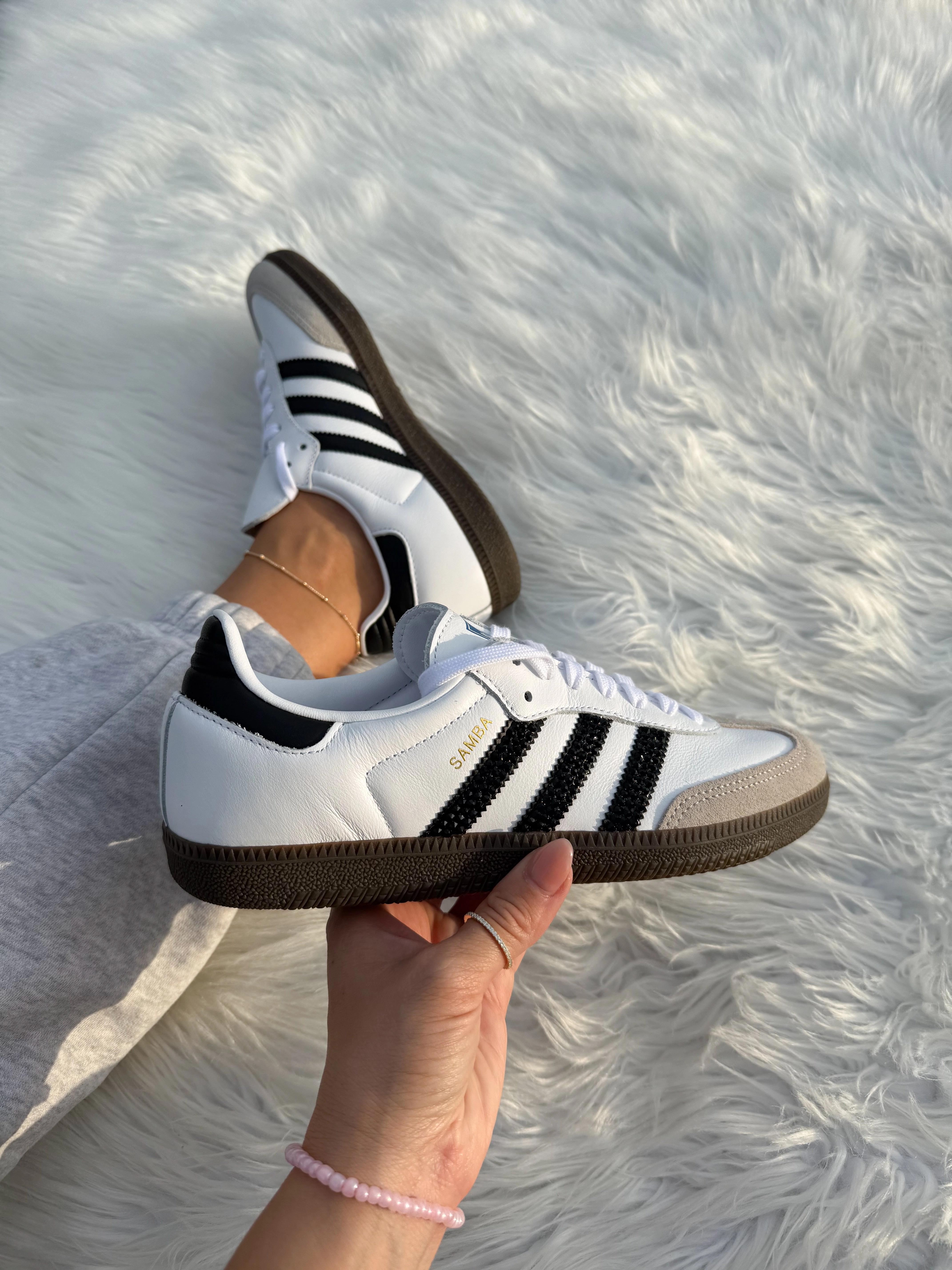 Classic White Swarovski Adidas Original Samba OG