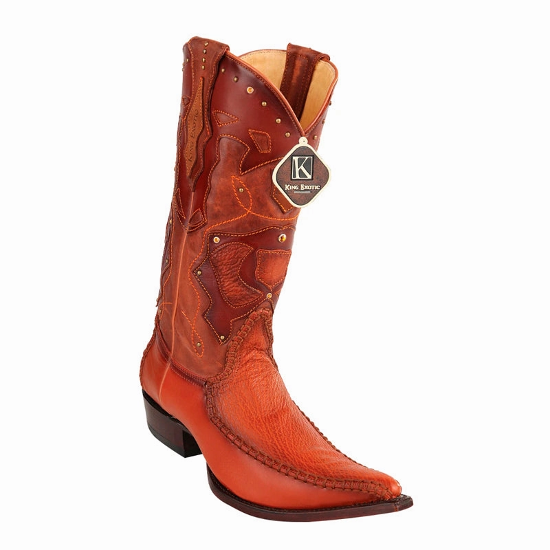 Men's King Exotic Genuine Sharkskin Boots 3x Toe Cognac (495v20903) Twister Boots