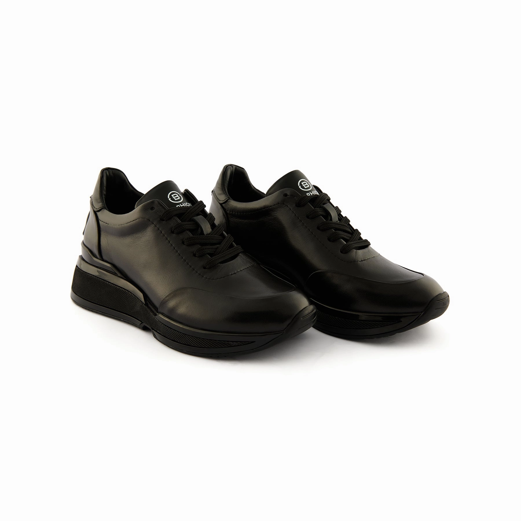 Women's Black Handmade Calf Leather Sneakers W5037 Sneakers B30