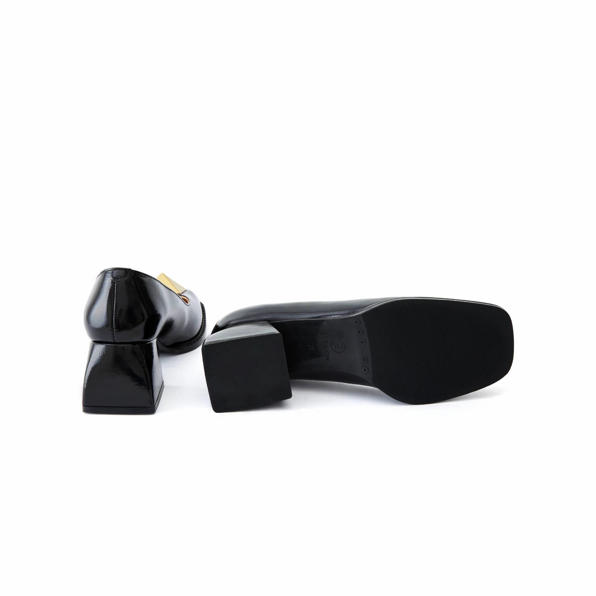 Women's Calf Leather Handmade Block Heels W1001 Casual Shoes For Skinny Jeans