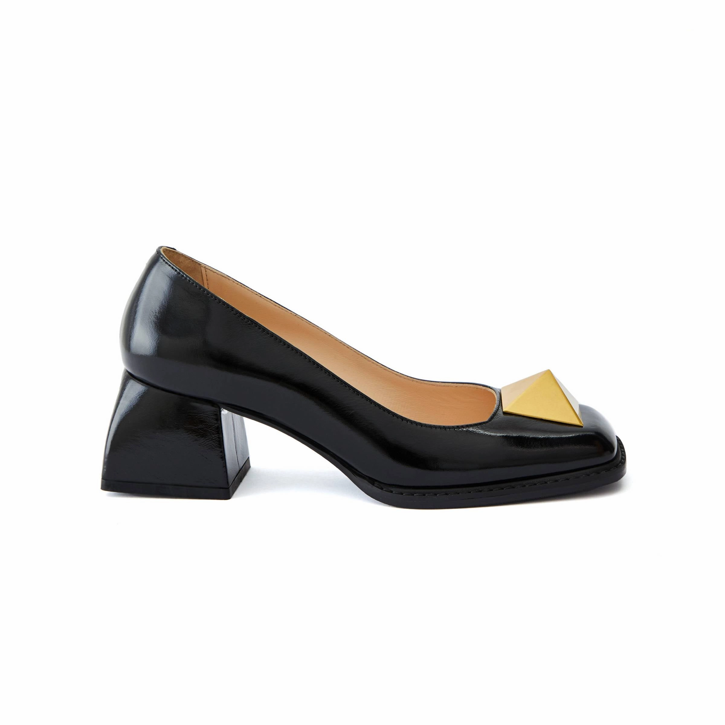 Hiking Casual Shoes Women's Calf Leather Handmade Block Heels W1001