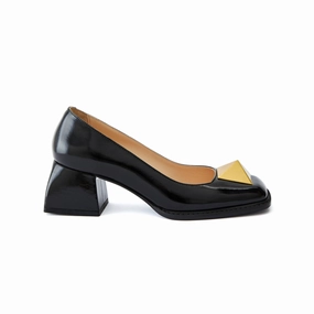 Women's Calf Leather Handmade Block Heels W1001 Ostrich Casual Shoes