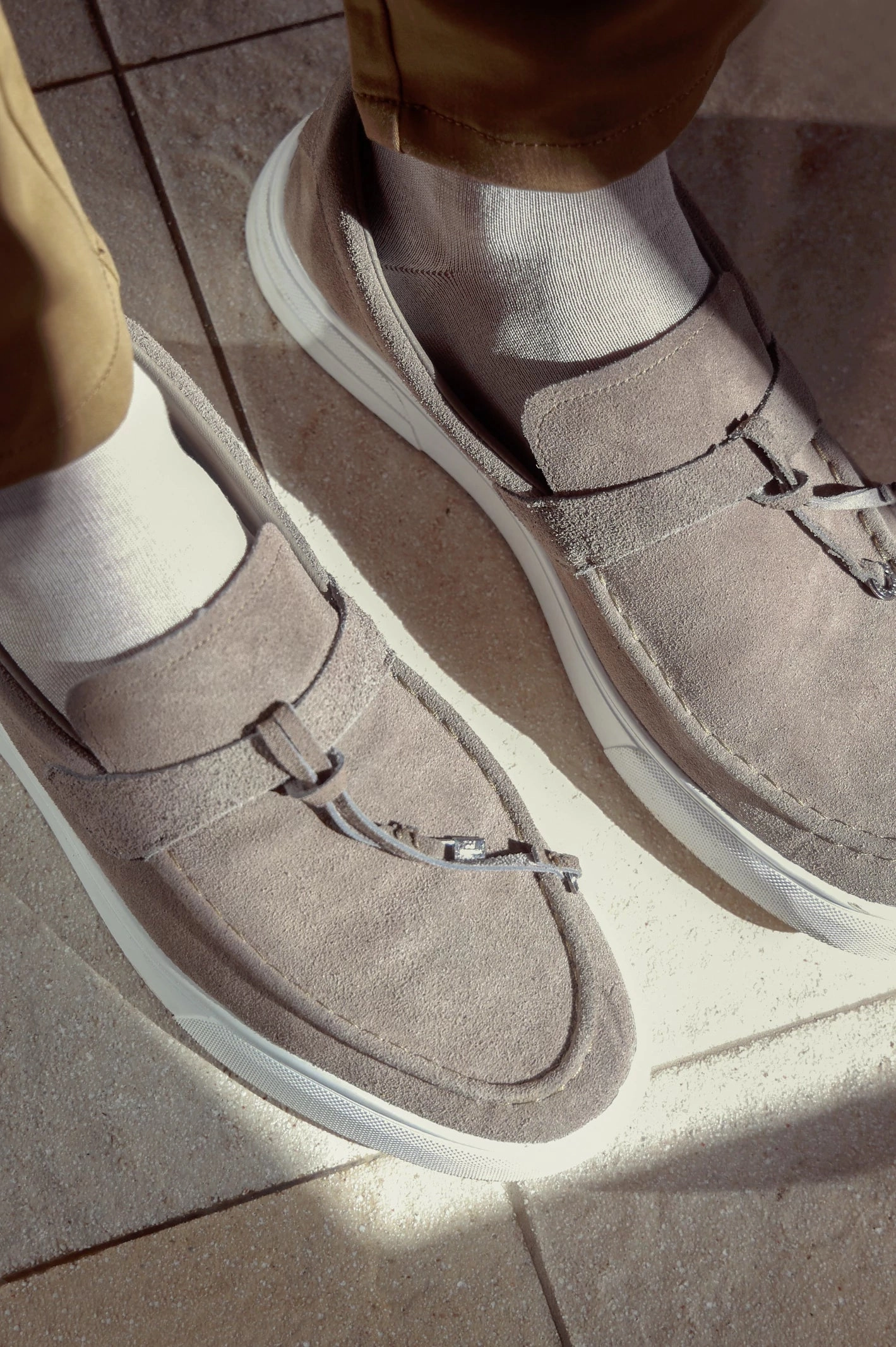 Grey Casual Shoes Suede Leather Tassel Loafers