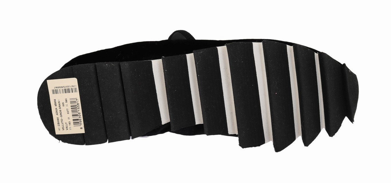 Flat Beautiful Shoes Black Velvet Crystal Strap Ballerina Shoes