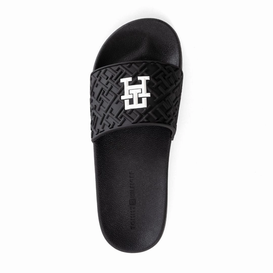 Velcro Sandals Tommy Hilfiger Dewts TH Monogram Slides Men - BLKWHT