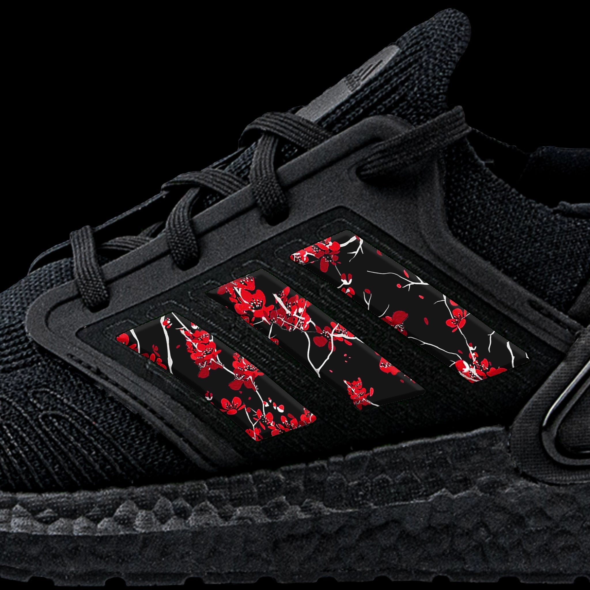 Clean Adidas Shoes Black Cherry Blossom Stripes for Ultra Boost 20
